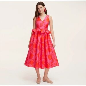 NWT Kate Spade X Target Pink & Red Floral Print Peplum Ruffle Midi Dress - 6